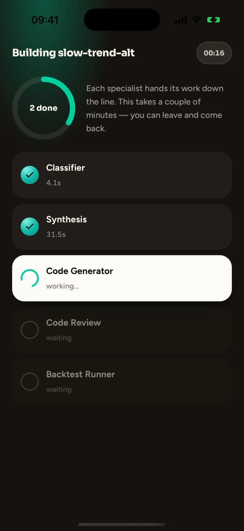 Build pipeline: Synthesis done, Code Generator working.