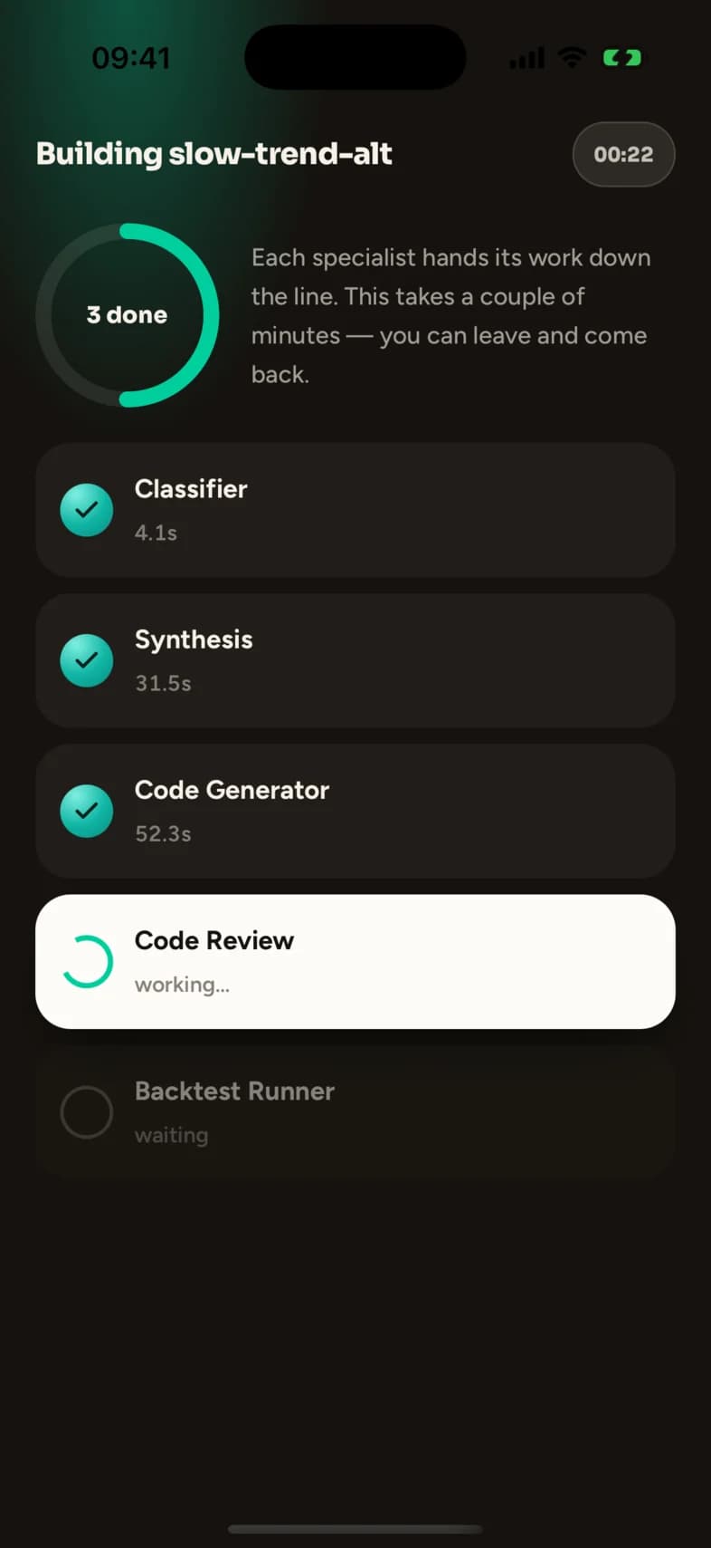 Build pipeline: Code Generator done, Code Review working.